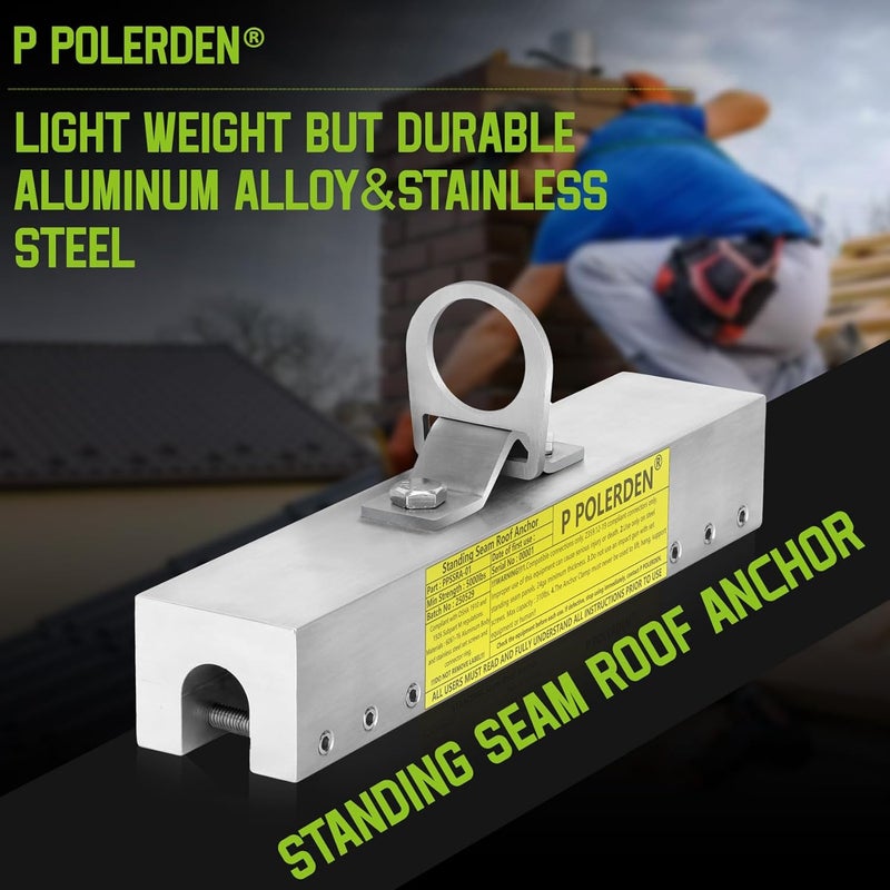 P Polerden Standing Seam Roof Anchor Clamp, Reusable Roofing Anchors Fall Protection Safety Kits, No Drill Roof Anchor, OSHA/ANSI Compliant, Lightweight, Solid Aluminum Alloy - Image 5